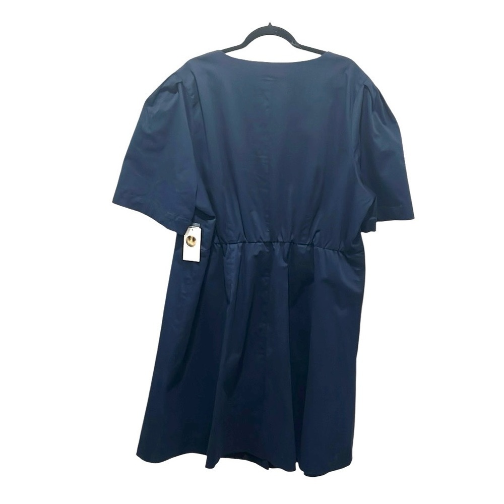 Eloquii women’s navy blue cotton stretch v neck button down short sleeve 24 NWT - Picture 2 of 10